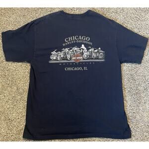 Harley Davidson Large Chicago Shirt Illinois Dark Blue